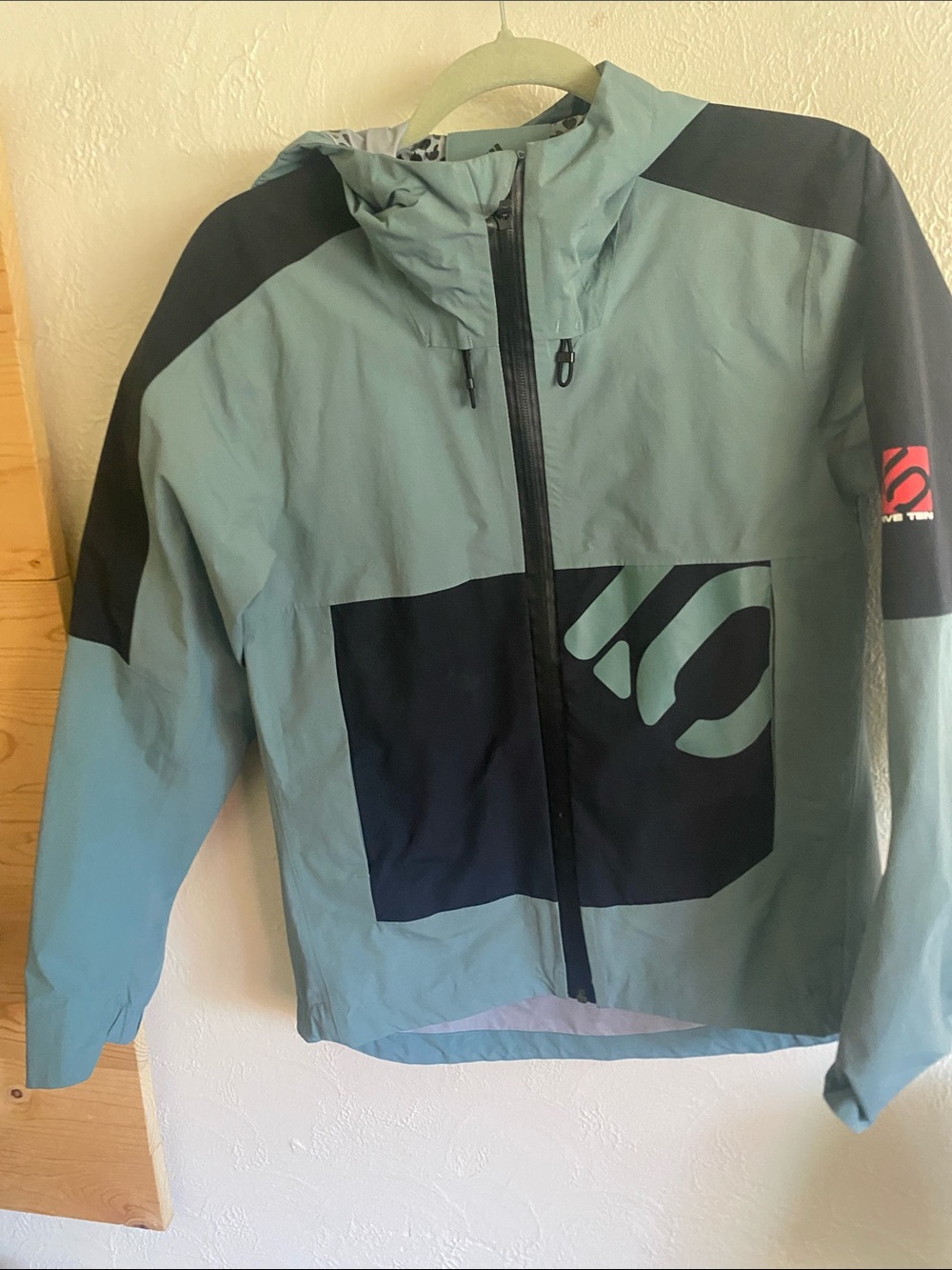 adidas Men's Sage Green and Black Waterproof Hooded Rain Jacket